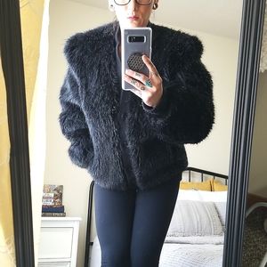 Womens UNION, Lilli Ann Faux Fur Cardigan